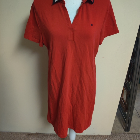 Tommy Hilfiger Red Polo Dress, Size Large Short Sleeve - Picture 1 of 12